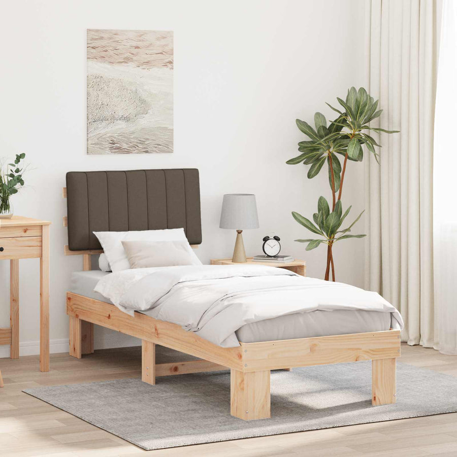 Bedframe met Gevoerd Hoofdgedeelte Taupe 80 x 200 cm