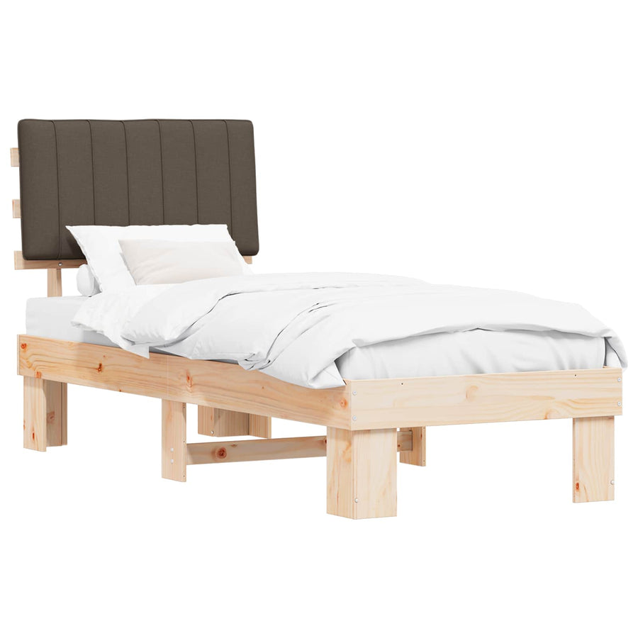 Bedframe met Gevoerd Hoofdgedeelte Taupe 80 x 200 cm