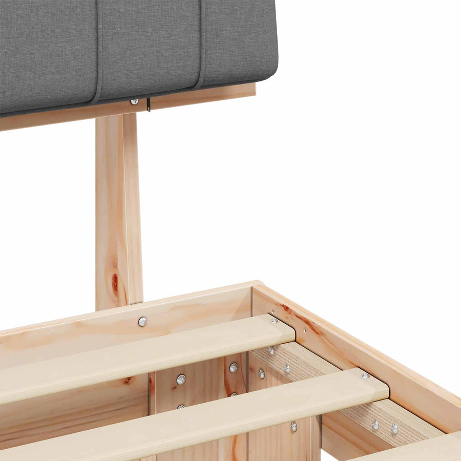 Bedframe met Gevoerd Hoofdgedeelte Lichtgrijs 90 x 190 cm