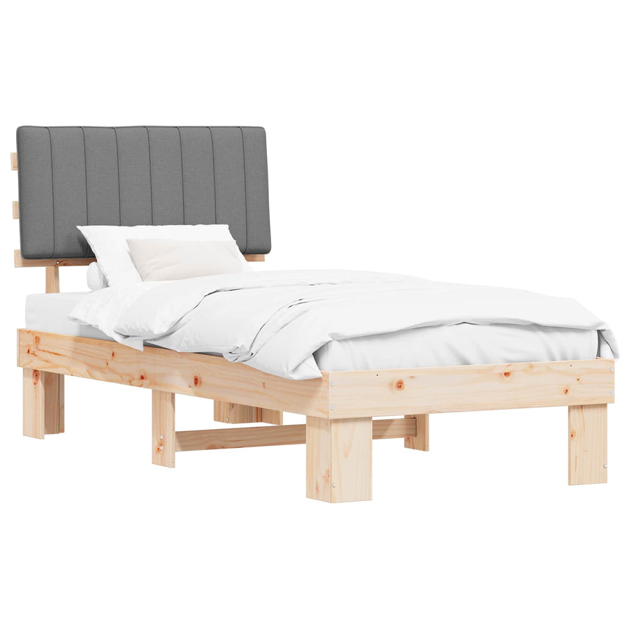 Bedframe met Gevoerd Hoofdgedeelte Lichtgrijs 90 x 190 cm