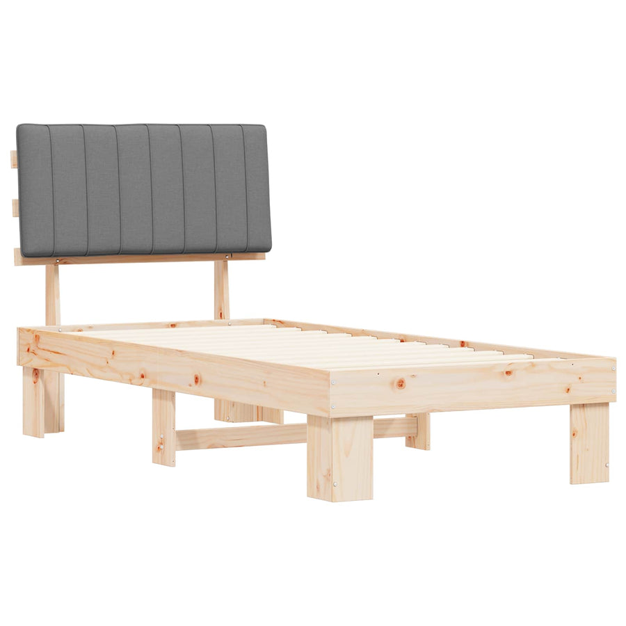 Bedframe met Gevoerd Hoofdgedeelte Lichtgrijs 90 x 190 cm
