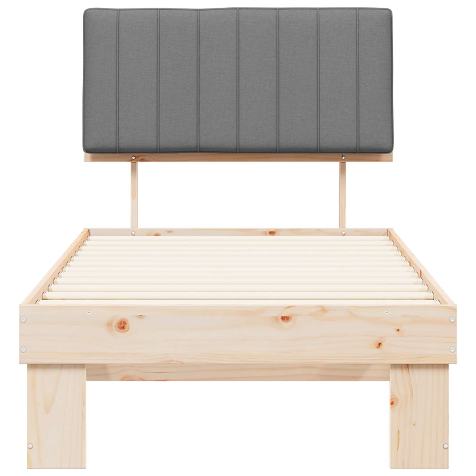 Bedframe met Gevoerd Hoofdgedeelte Lichtgrijs 90 x 190 cm