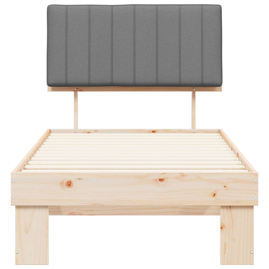 Bedframe met Gevoerd Hoofdgedeelte Lichtgrijs 90 x 190 cm