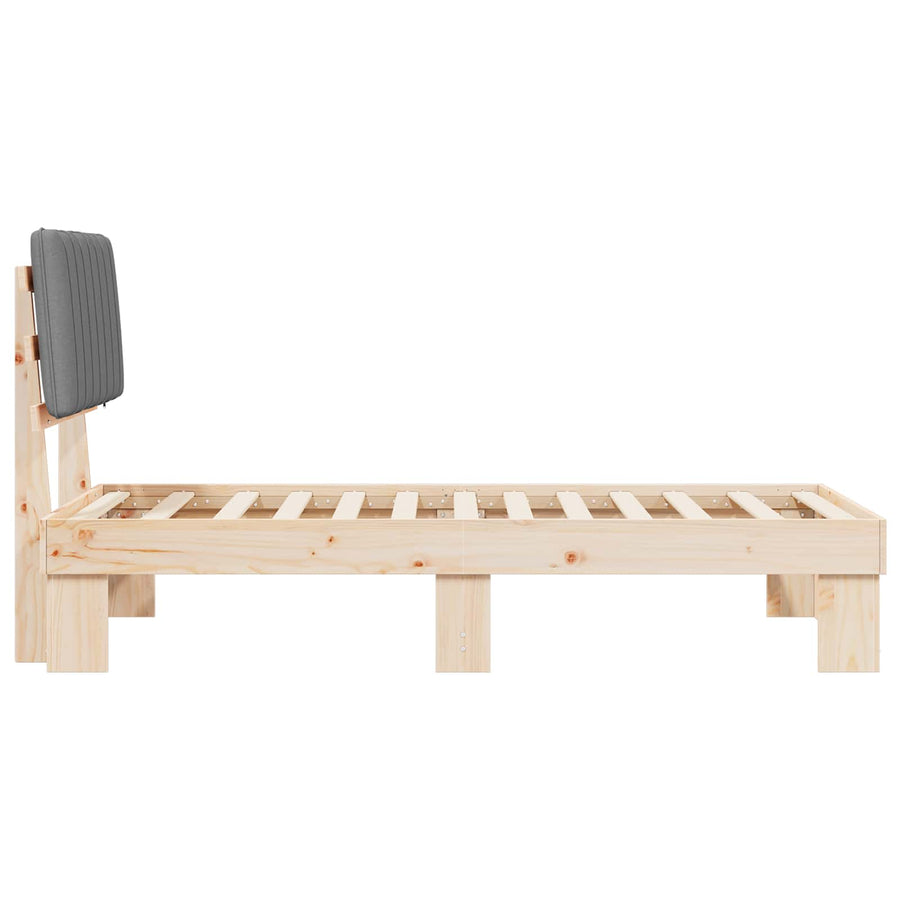 Bedframe met Gevoerd Hoofdgedeelte Lichtgrijs 90 x 190 cm