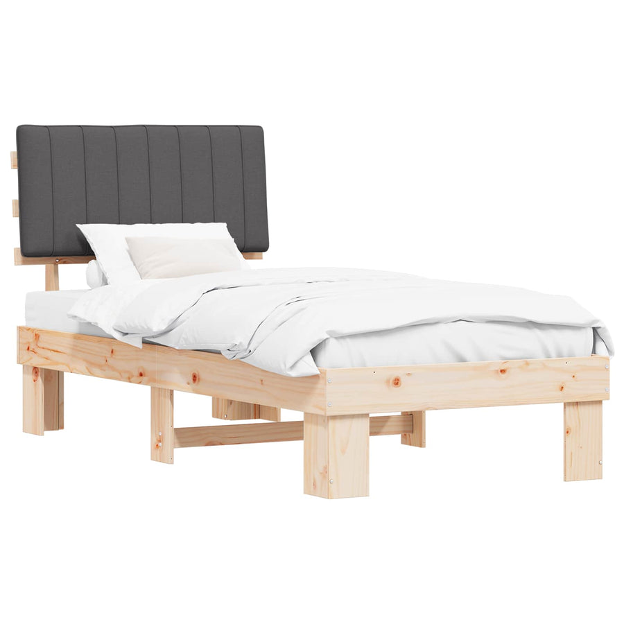 Bedframe met Gevoerd Hoofdgedeelte Donkergrijs 90 x 190 cm