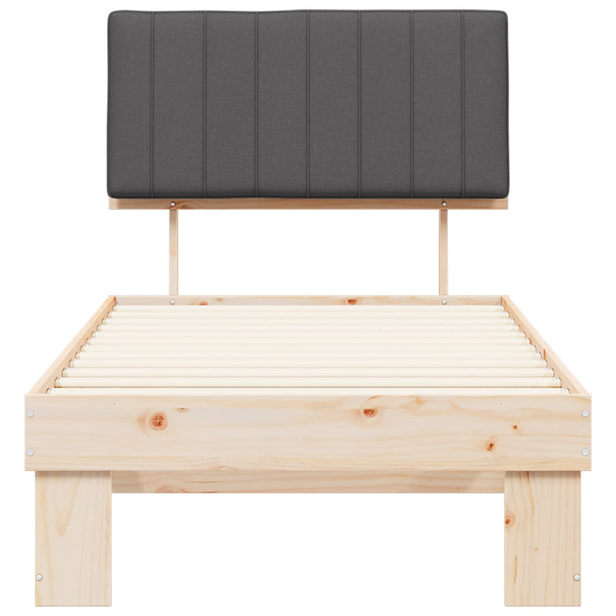 Bedframe met Gevoerd Hoofdgedeelte Donkergrijs 90 x 190 cm
