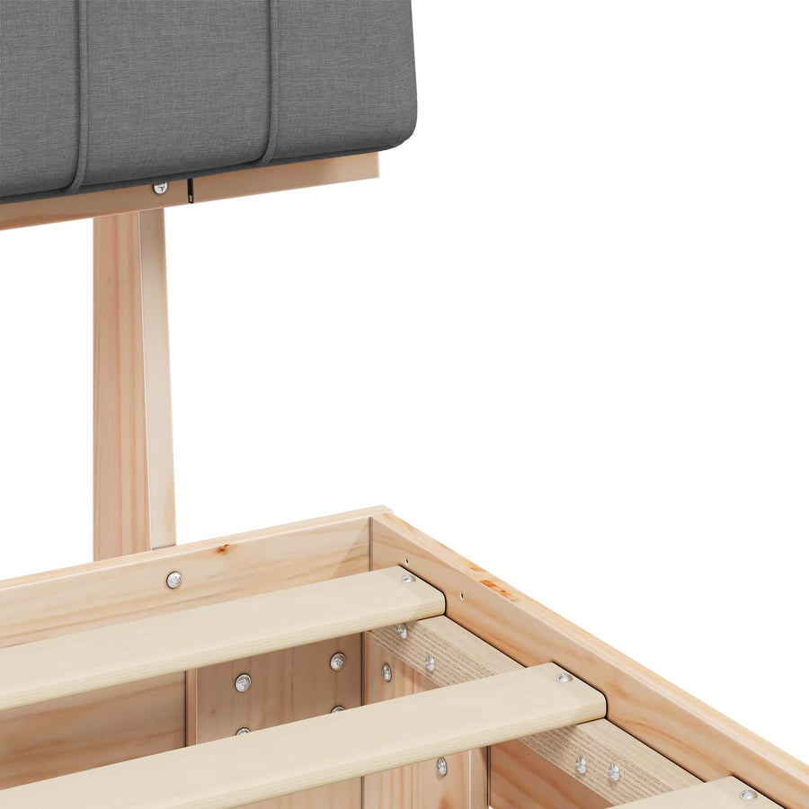 Bedframe met Gevoerd Hoofdgedeelte Lichtgrijs 75 x 190 cm
