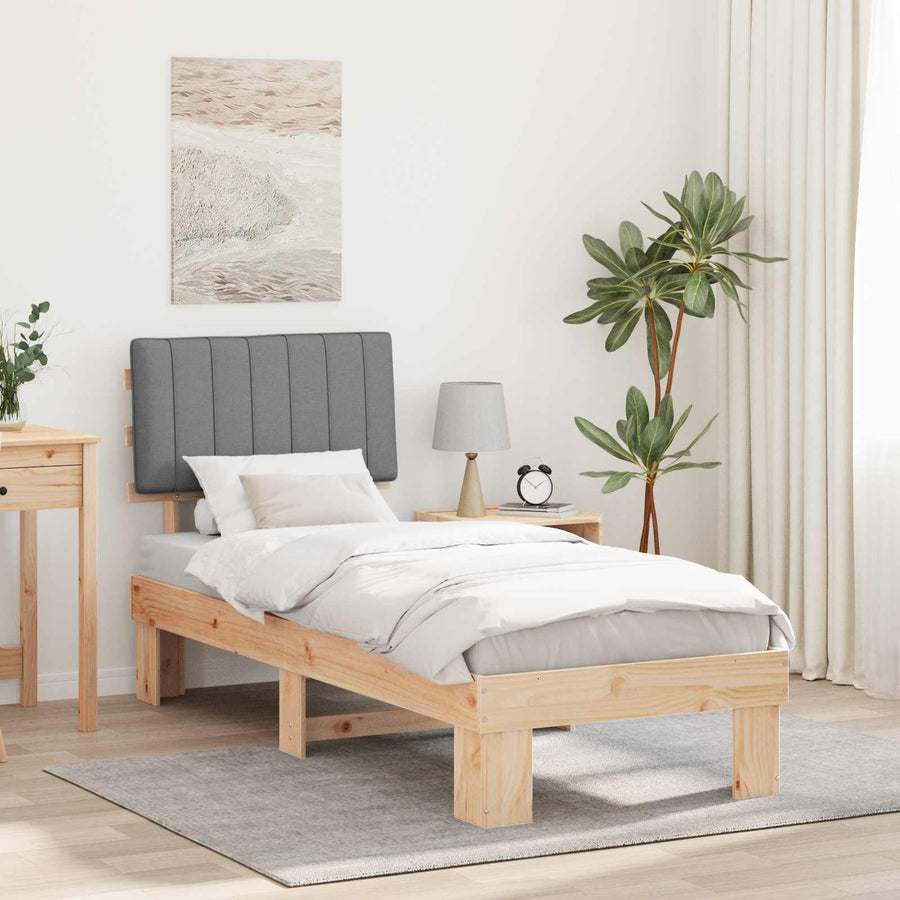 Bedframe met Gevoerd Hoofdgedeelte Lichtgrijs 75 x 190 cm