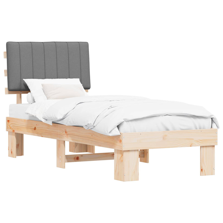 Bedframe met Gevoerd Hoofdgedeelte Lichtgrijs 75 x 190 cm