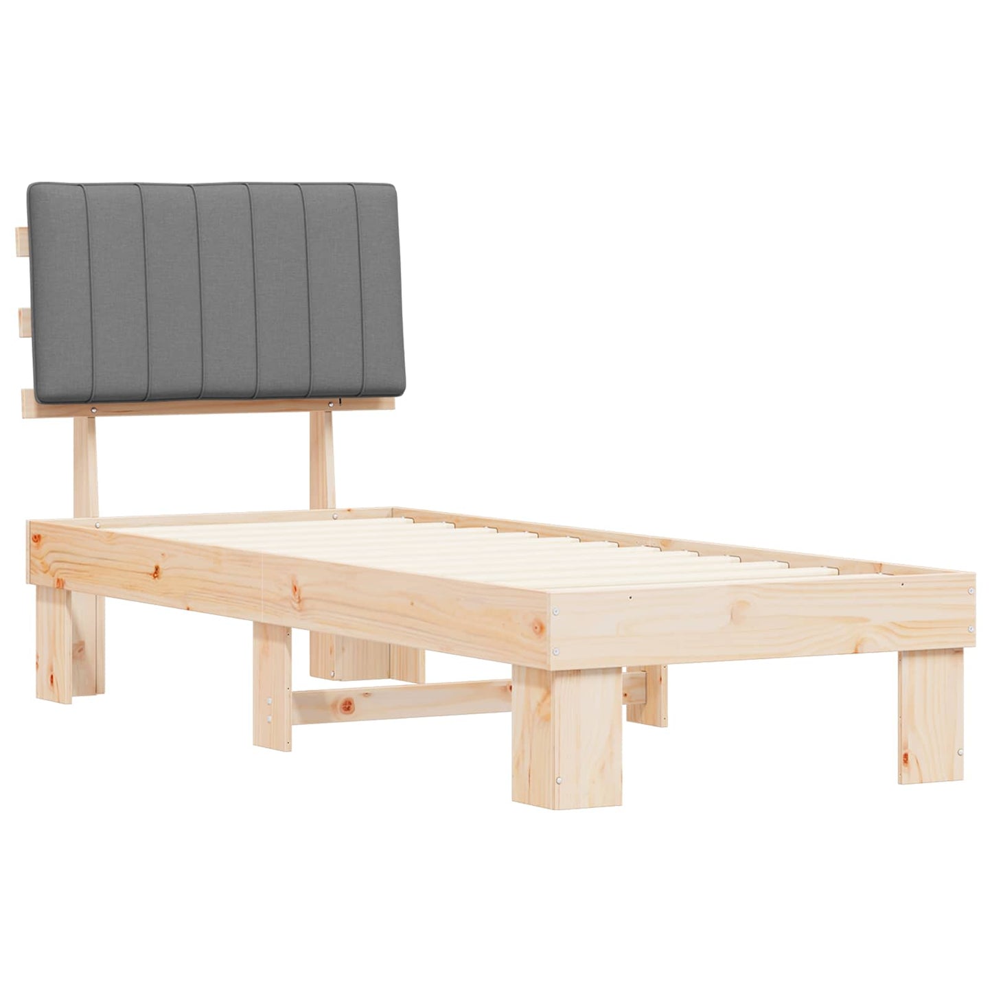 Bedframe met Gevoerd Hoofdgedeelte Lichtgrijs 75 x 190 cm