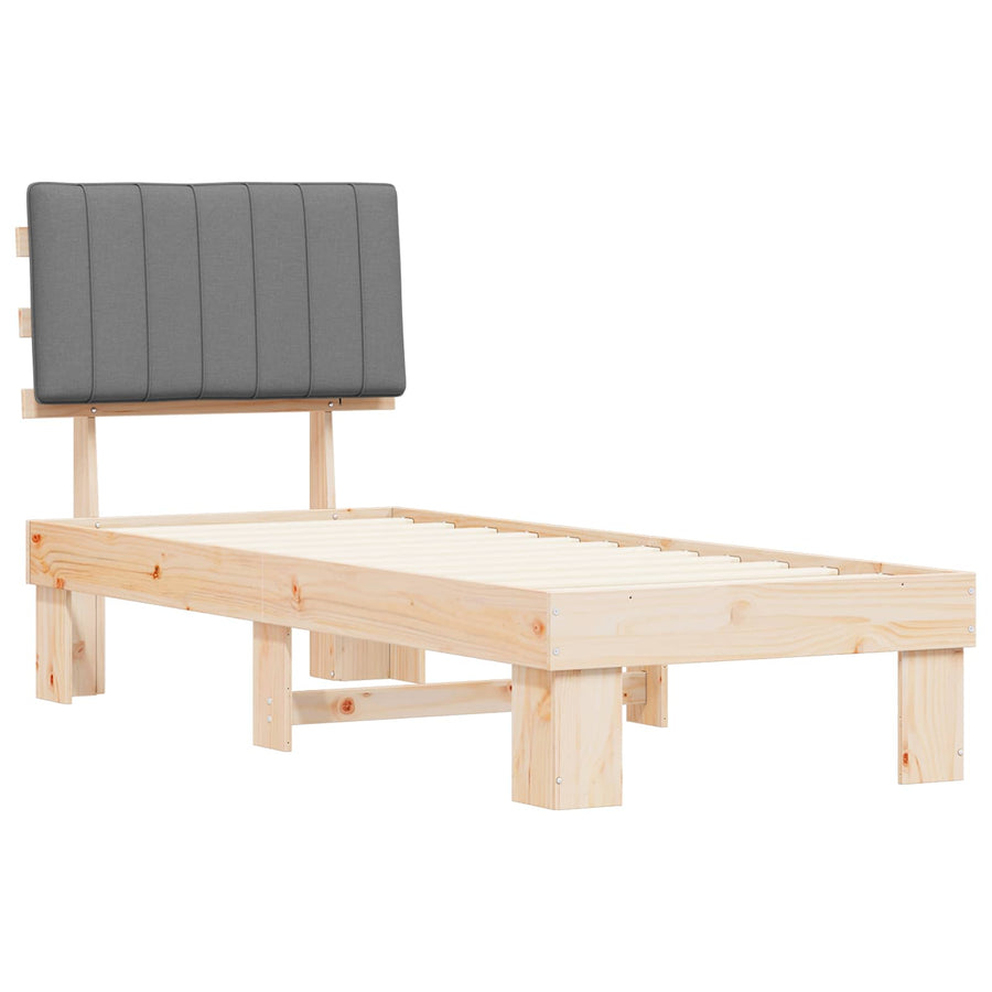 Bedframe met Gevoerd Hoofdgedeelte Lichtgrijs 75 x 190 cm