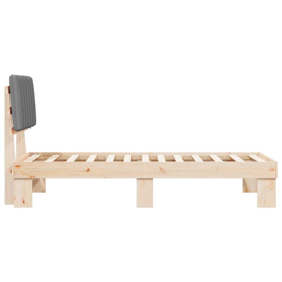 Bedframe met Gevoerd Hoofdgedeelte Lichtgrijs 75 x 190 cm