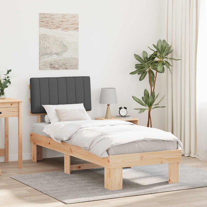 Bedframe met Gevoerd Hoofdgedeelte Donkergrijs 75 x 190 cm