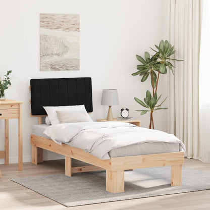 Bedframe met Gevoerd Hoofdgedeelte Zwart 75 x 190 cm