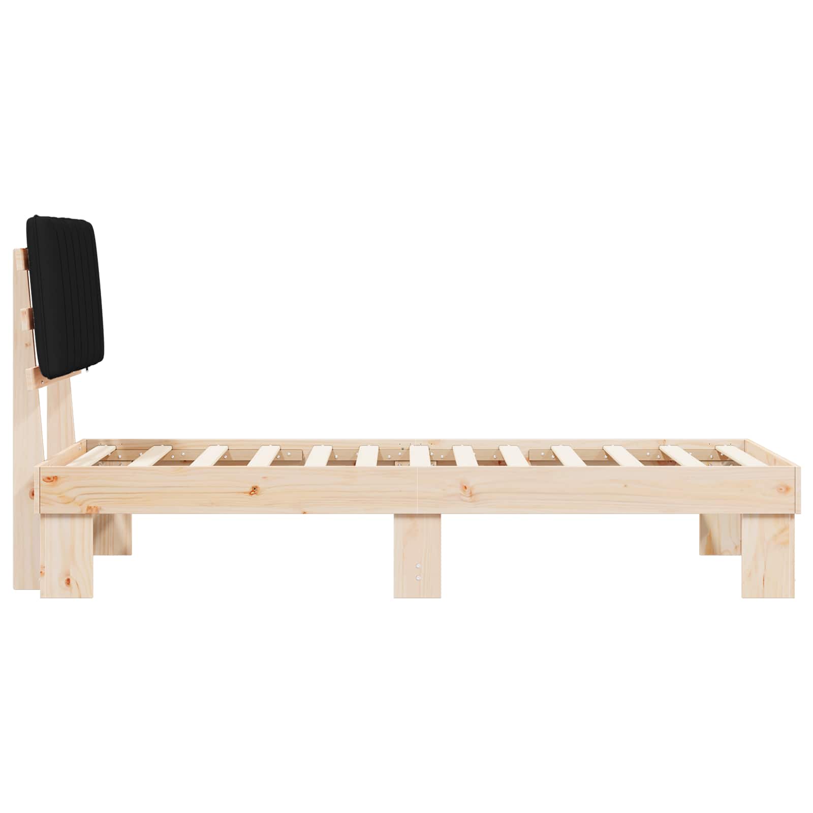 Bedframe met Gevoerd Hoofdgedeelte Zwart 75 x 190 cm