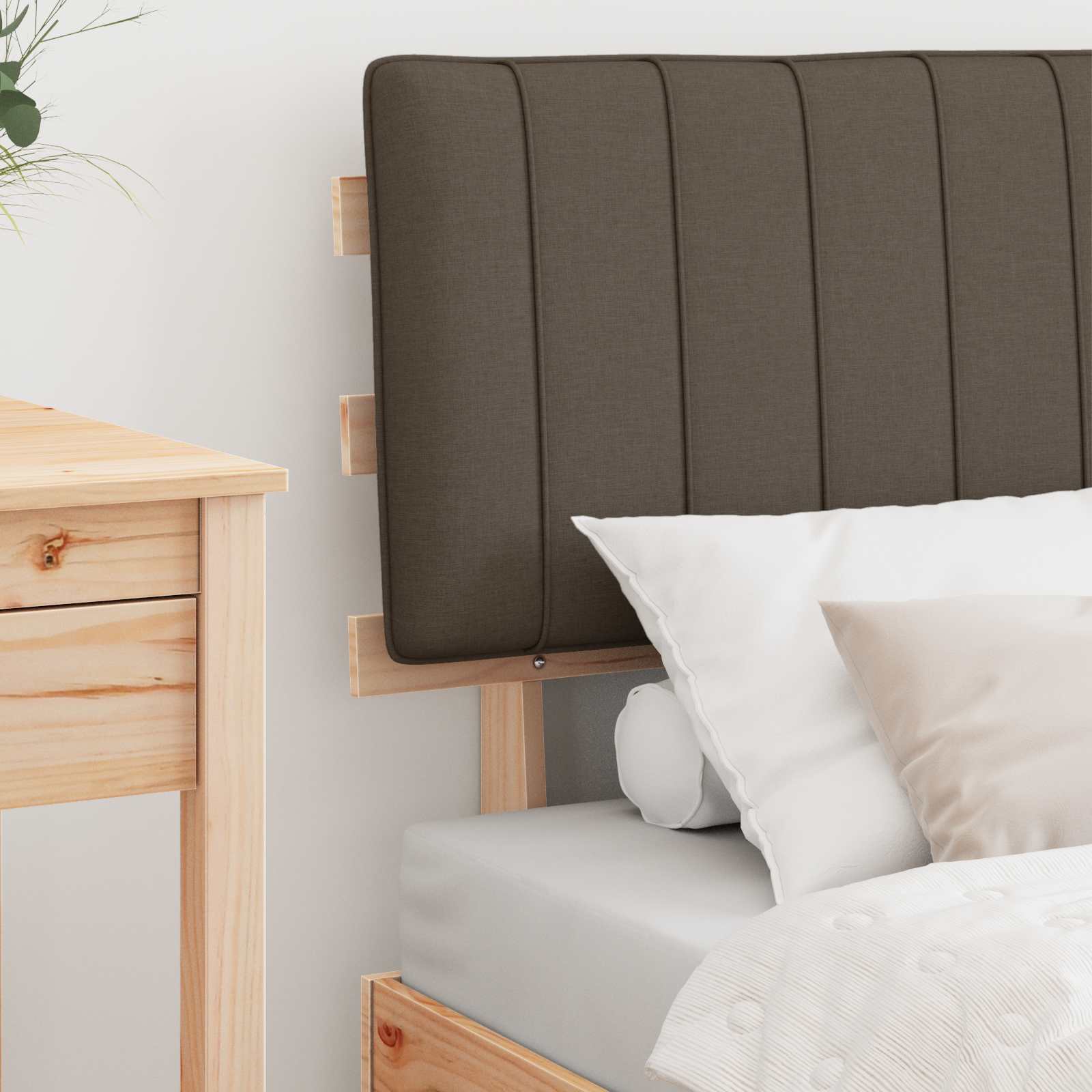 Bedframe met Gevoerd Hoofdgedeelte Taupe 75 x 190 cm