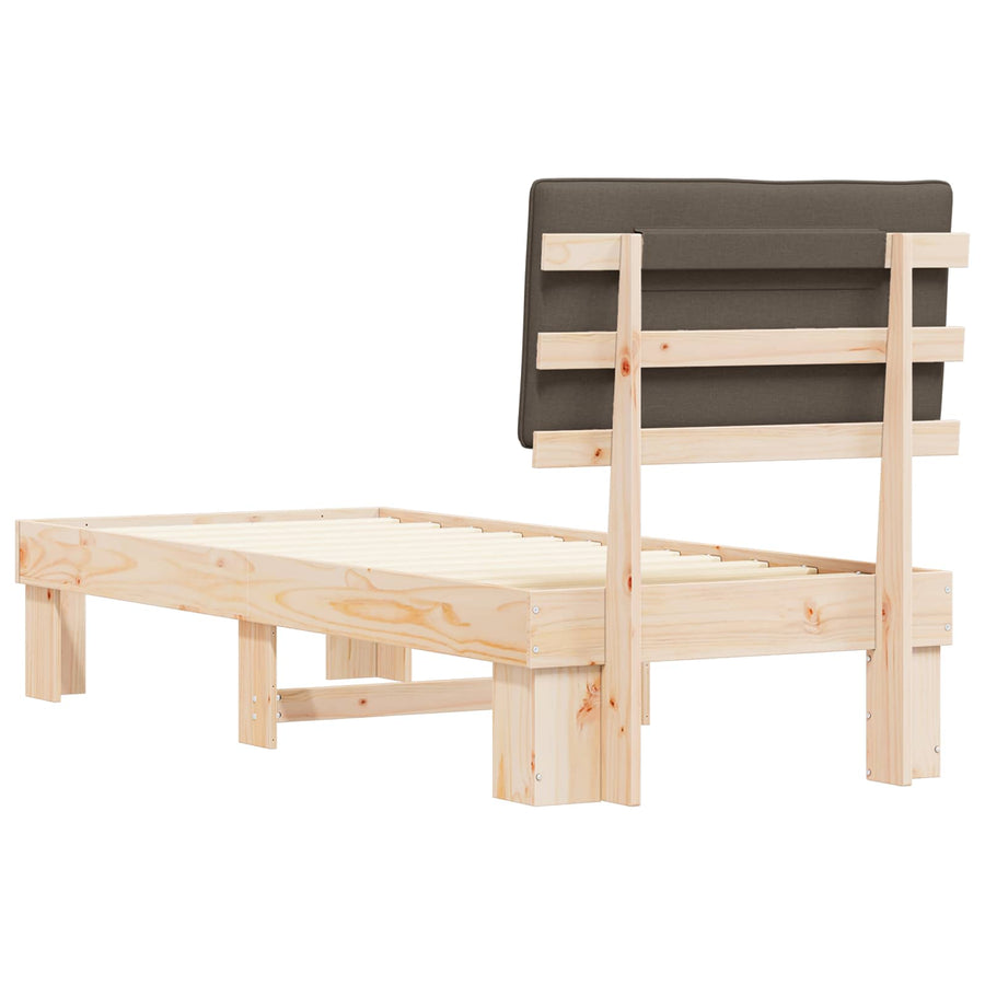 Bedframe met Gevoerd Hoofdgedeelte Taupe 75 x 190 cm