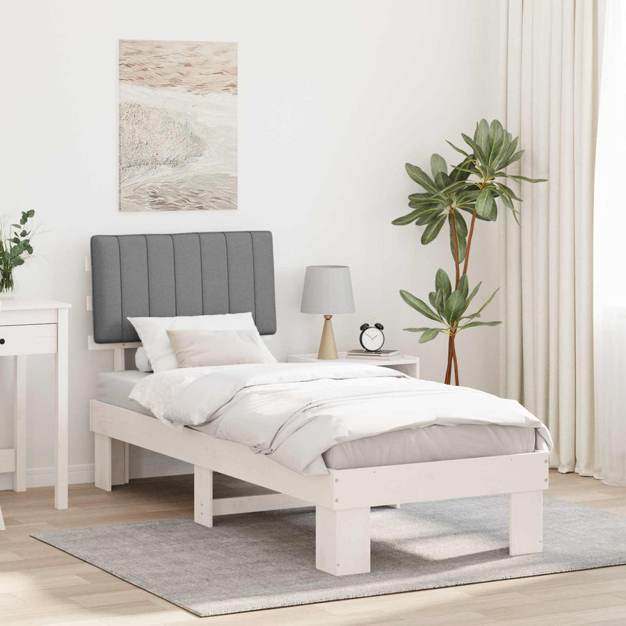 Bedframe met Gevoerd Hoofdgedeelte Lichtgrijs 75 x 190 cm