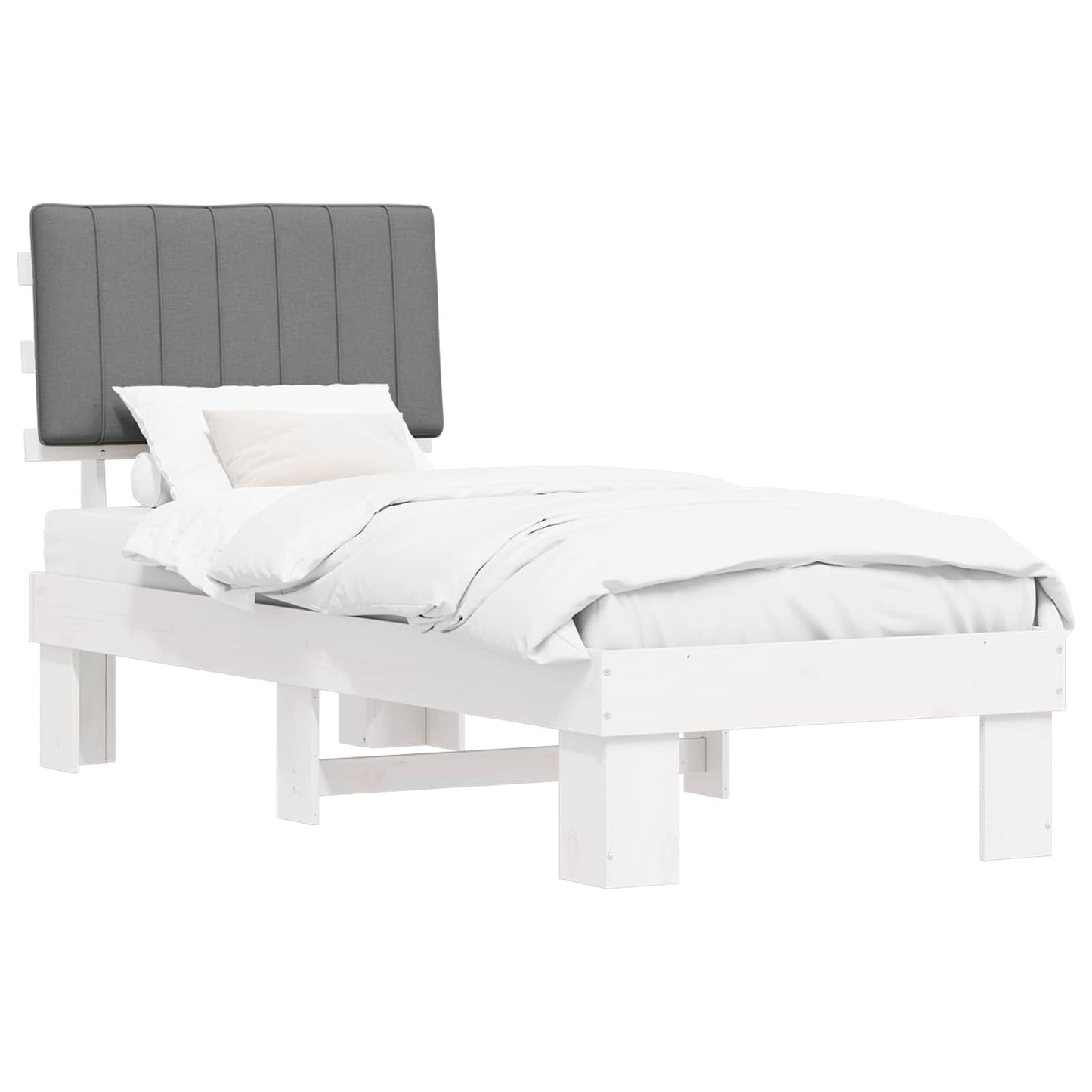 Bedframe met Gevoerd Hoofdgedeelte Lichtgrijs 75 x 190 cm