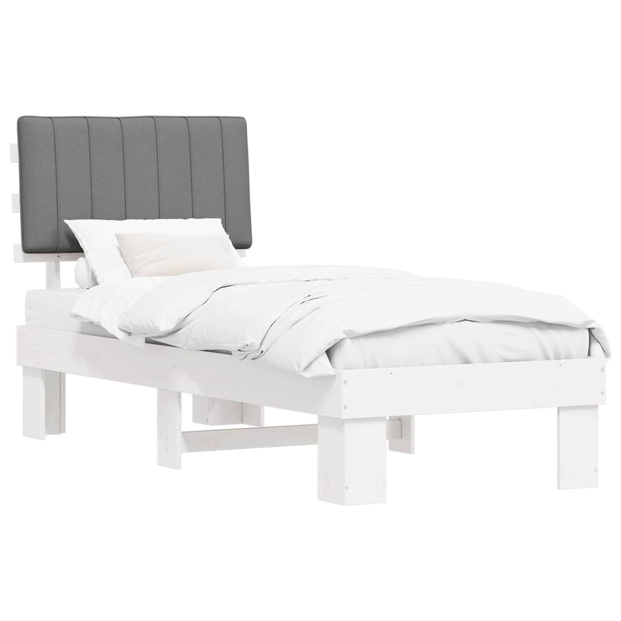 Bedframe met Gevoerd Hoofdgedeelte Lichtgrijs 75 x 190 cm