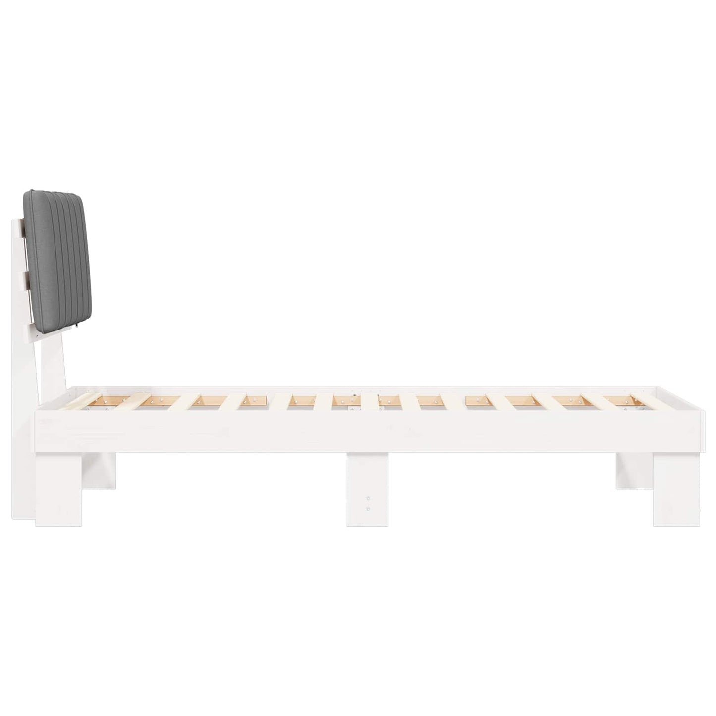 Bedframe met Gevoerd Hoofdgedeelte Lichtgrijs 75 x 190 cm