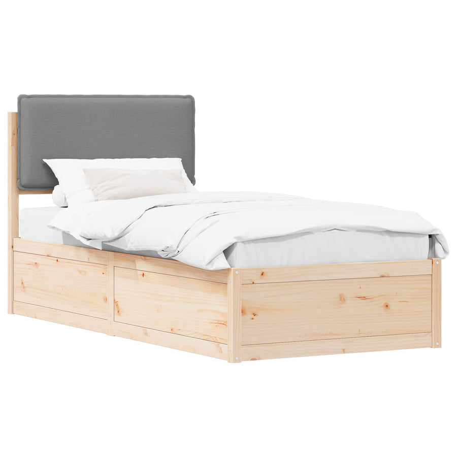 Bedframe met Gevoerd Hoofdgedeelte Lichtgrijs 100 x 200 cm