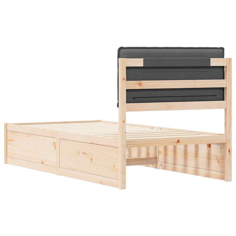 Bedframe met Gevoerd Hoofdgedeelte Donkergrijs 100 x 200 cm