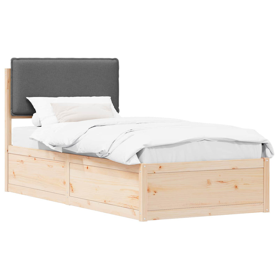 Bedframe met Gevoerd Hoofdgedeelte Donkergrijs 90 x 200 cm