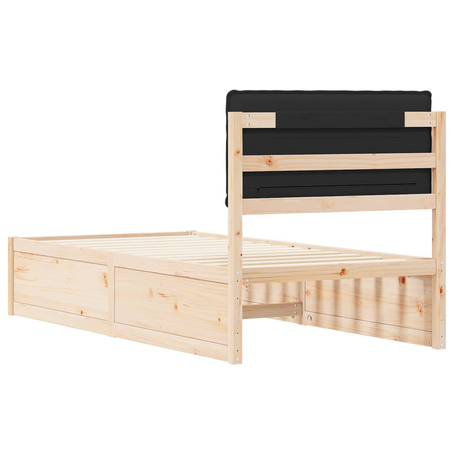 Bedframe met Gevoerd Hoofdgedeelte Zwart 90 x 200 cm