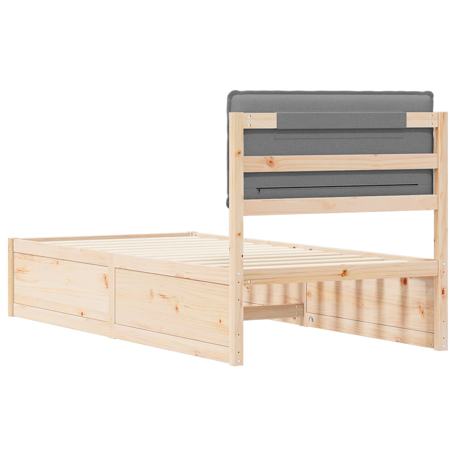 Bedframe met Gevoerd Hoofdgedeelte Lichtgrijs 90 x 190 cm