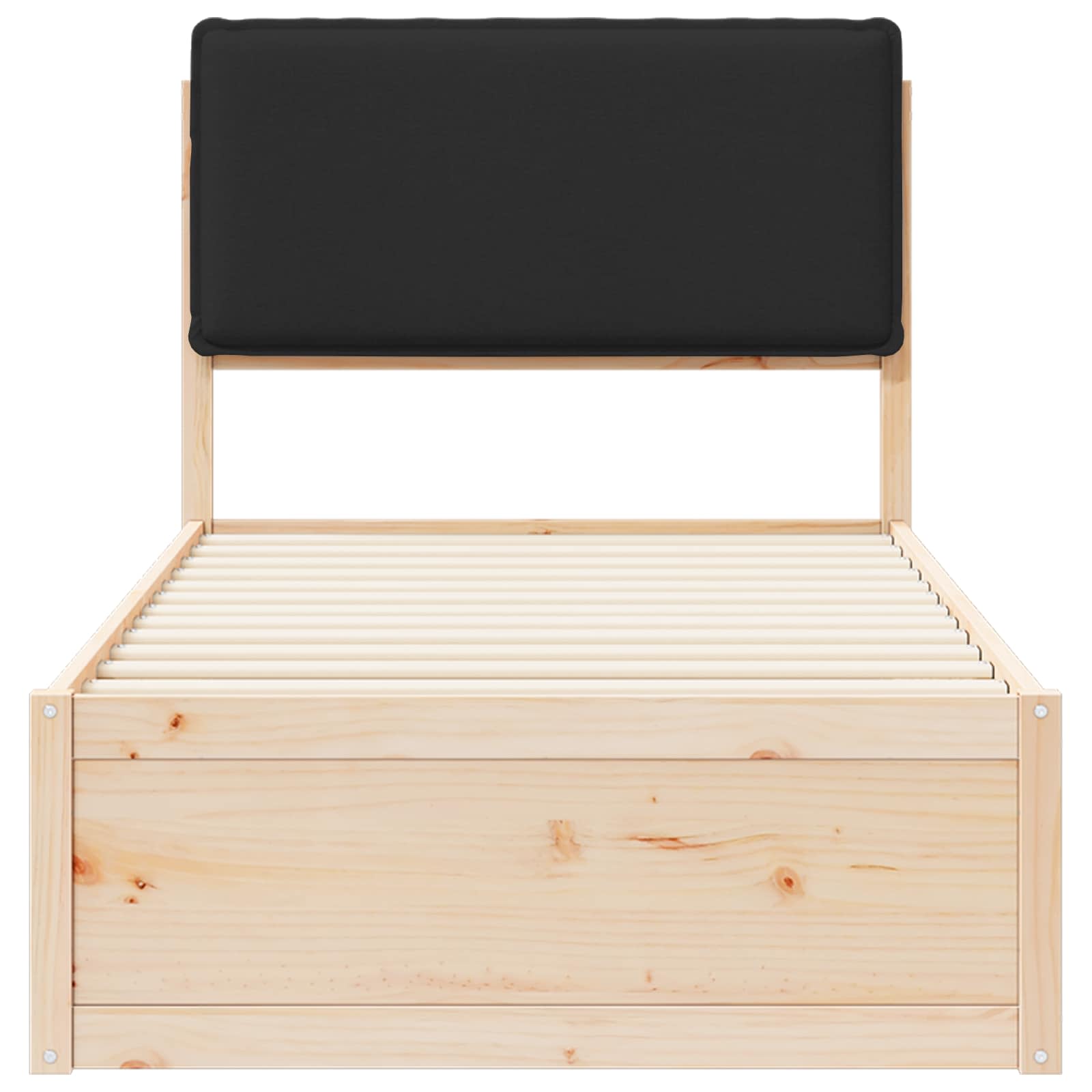 Bedframe met Gevoerd Hoofdgedeelte Zwart 75 x 190 cm