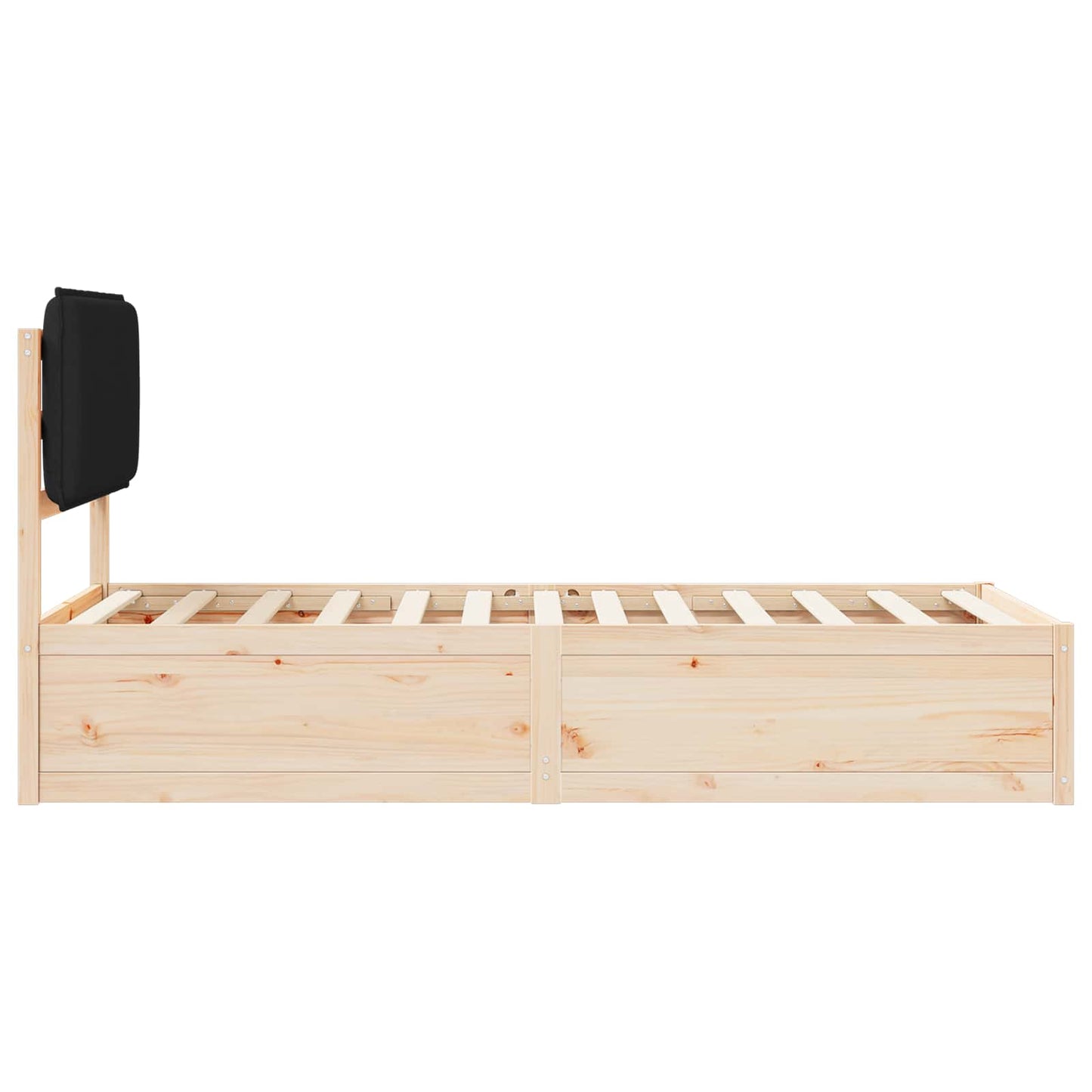 Bedframe met Gevoerd Hoofdgedeelte Zwart 75 x 190 cm