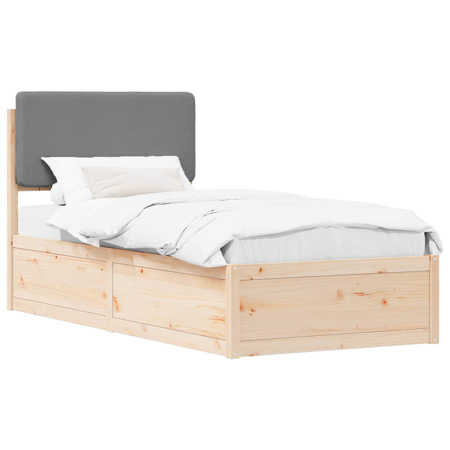 Bedframe met Gevoerd Hoofdgedeelte Lichtgrijs 90 x 200 cm