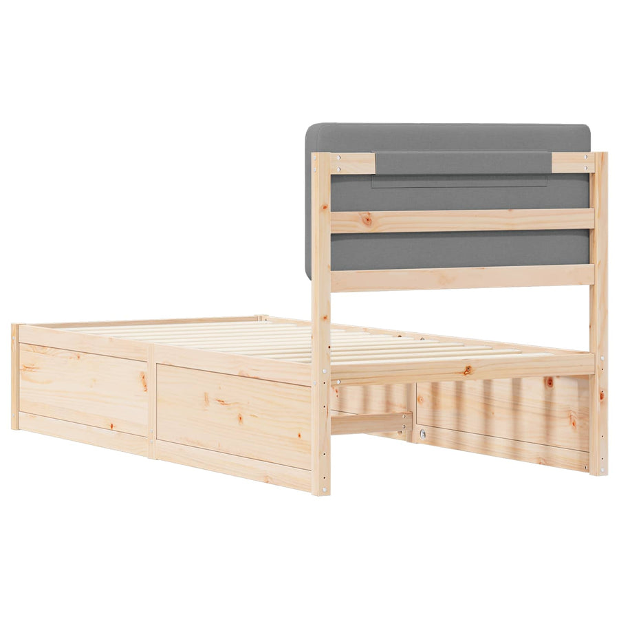 Bedframe met Gevoerd Hoofdgedeelte Lichtgrijs 90 x 200 cm