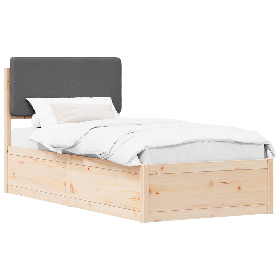 Bedframe met Gevoerd Hoofdgedeelte Donkergrijs 90 x 200 cm