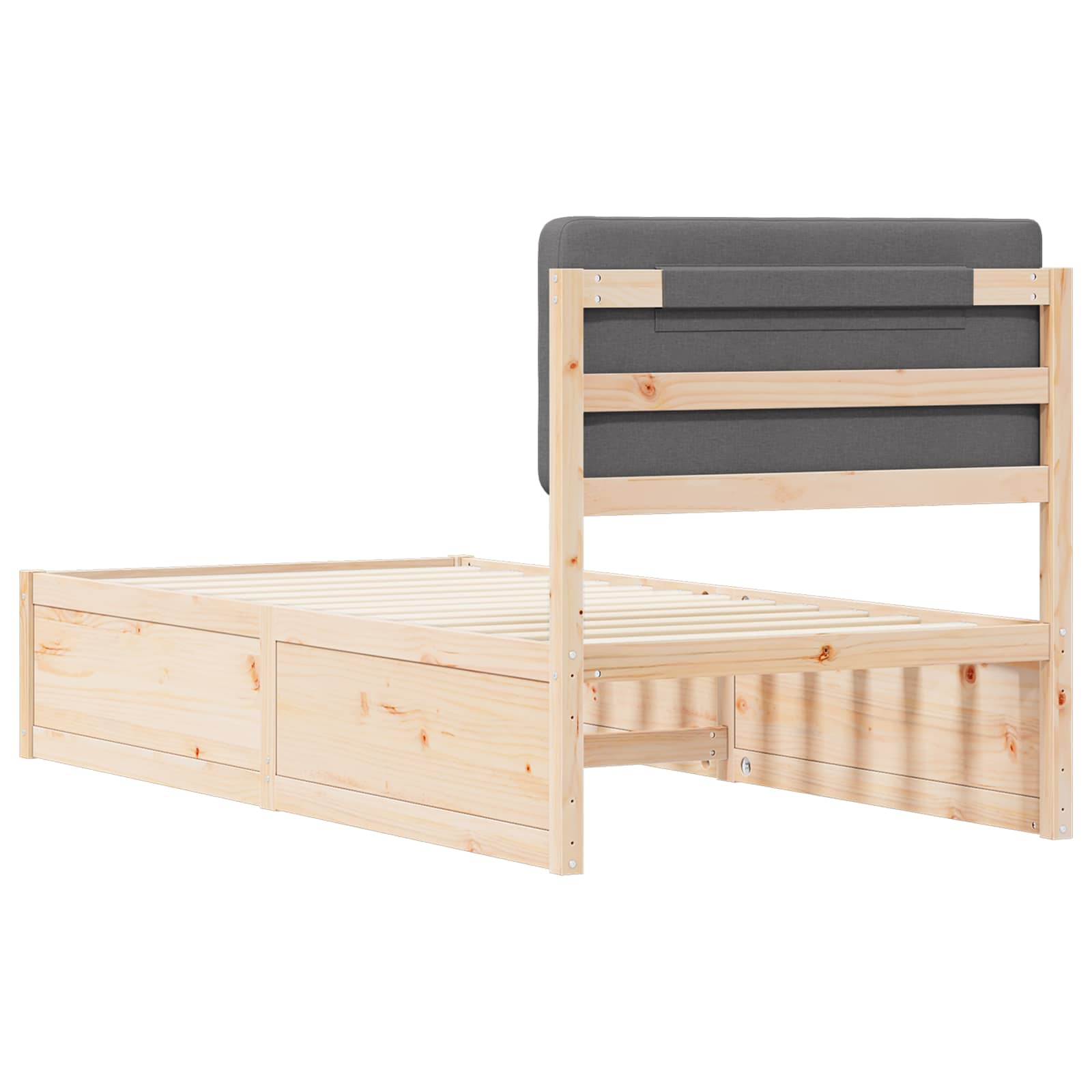 Bedframe met Gevoerd Hoofdgedeelte Donkergrijs 90 x 200 cm