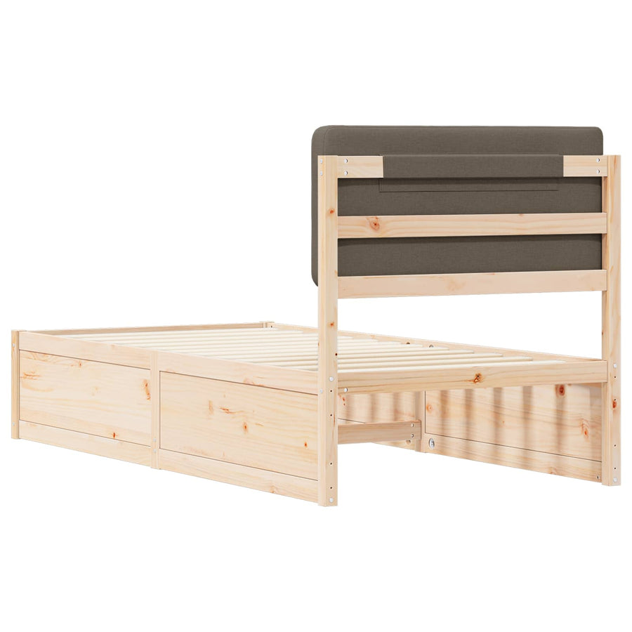 Bedframe met Gevoerd Hoofdgedeelte Taupe 90 x 200 cm