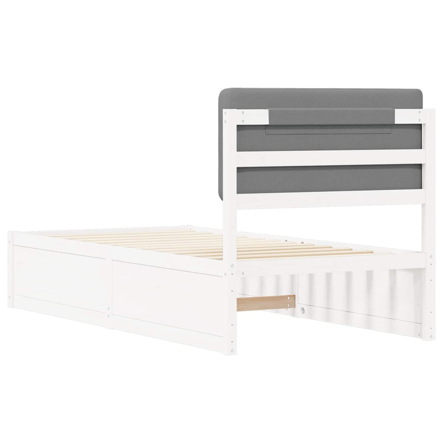 Bedframe met Gevoerd Hoofdgedeelte Lichtgrijs 90 x 200 cm