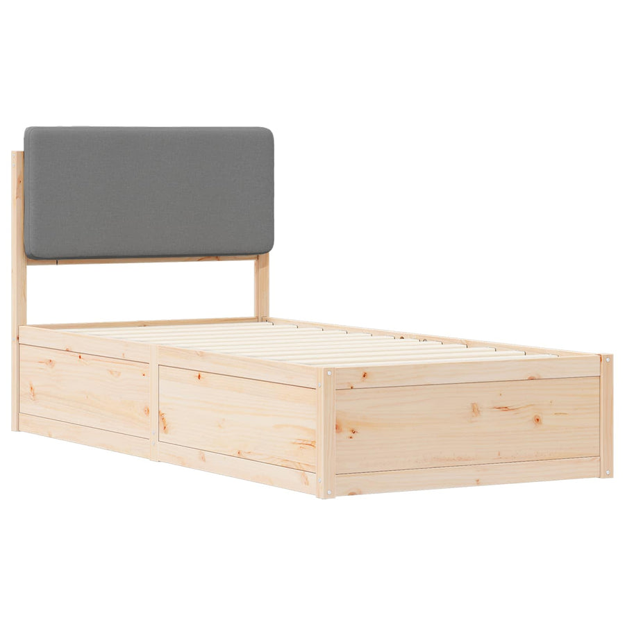 Bedframe met Gevoerd Hoofdgedeelte Lichtgrijs 90 x 190 cm