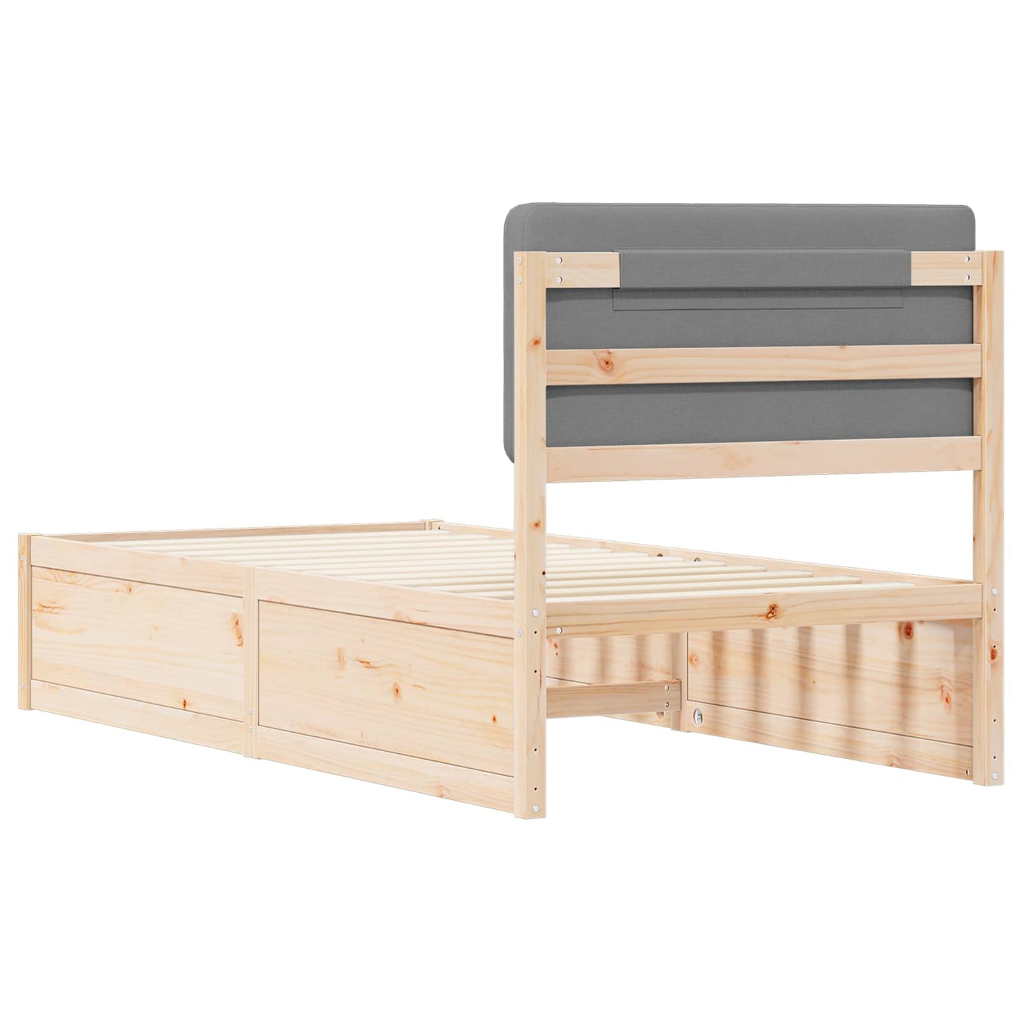 Bedframe met Gevoerd Hoofdgedeelte Lichtgrijs 90 x 190 cm