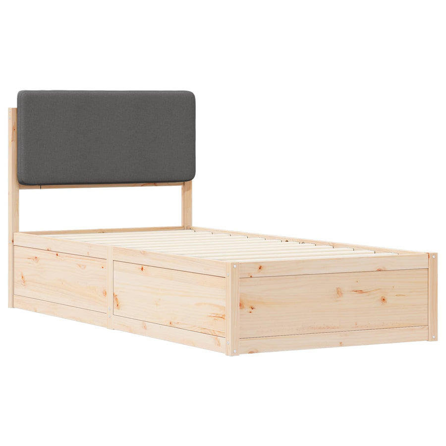 Bedframe met Gevoerd Hoofdgedeelte Donkergrijs 90 x 190 cm