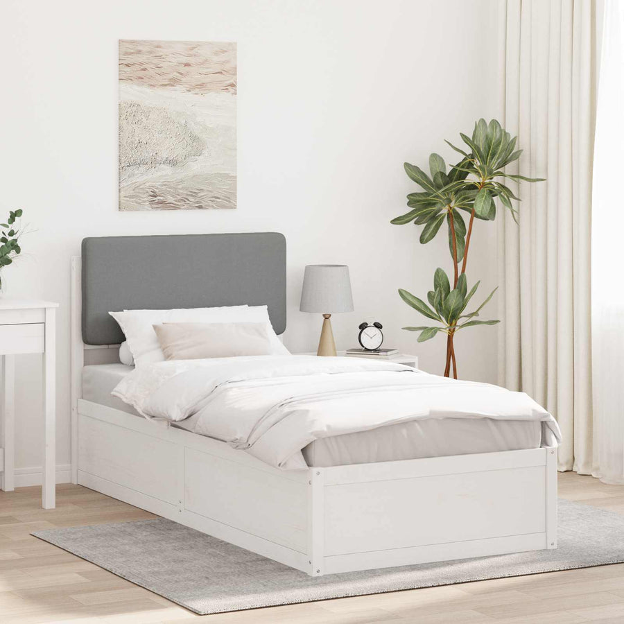 Bedframe met Gevoerd Hoofdgedeelte Lichtgrijs 90 x 190 cm