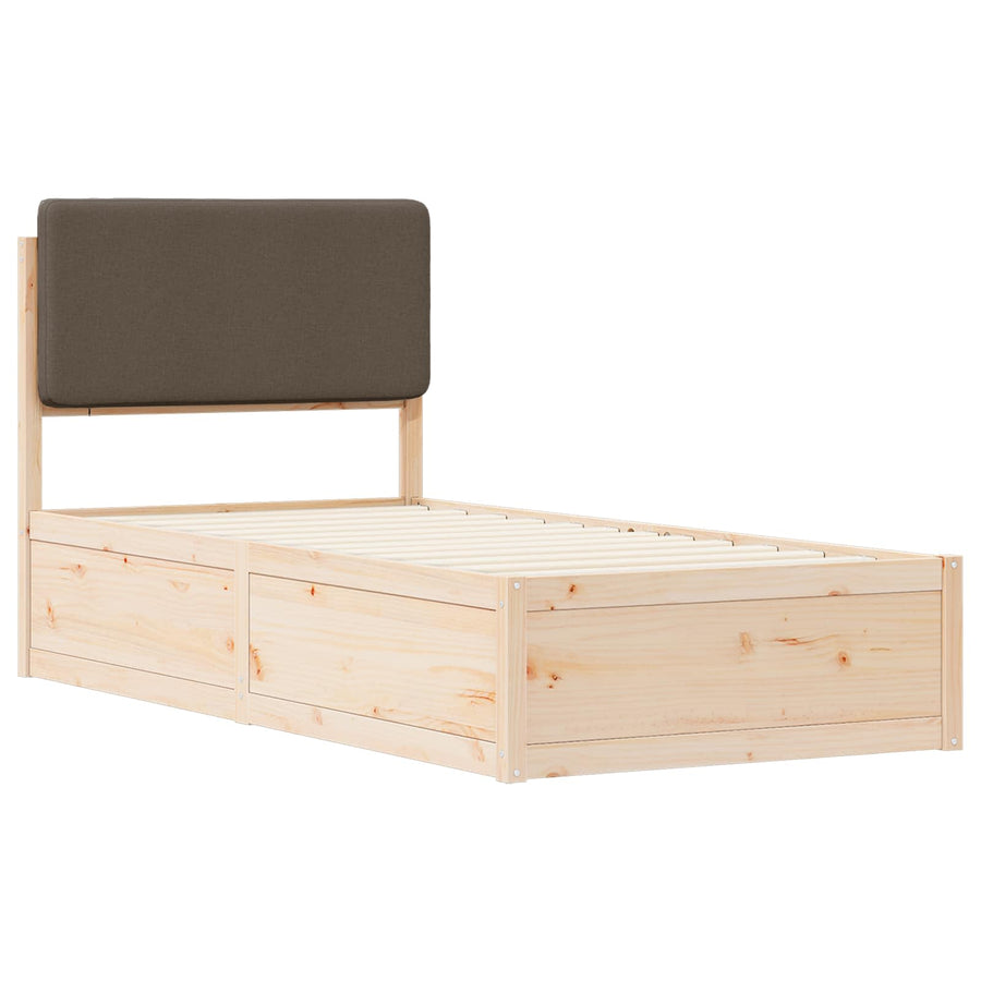 Bedframe met Gevoerd Hoofdgedeelte Taupe 75 x 190 cm