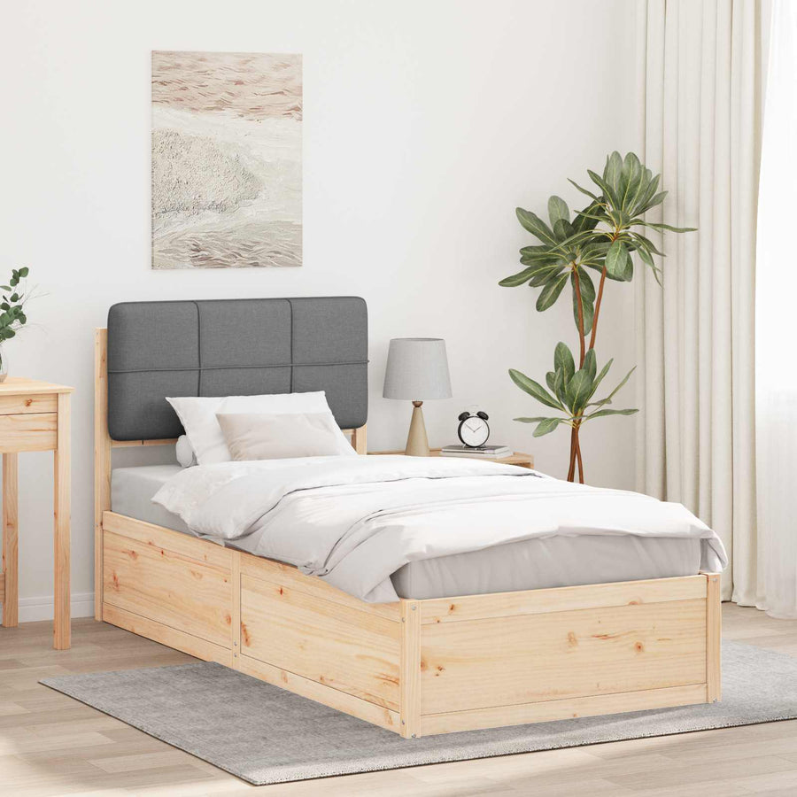 Bedframe met Gevoerd Hoofdgedeelte Lichtgrijs 100 x 200 cm