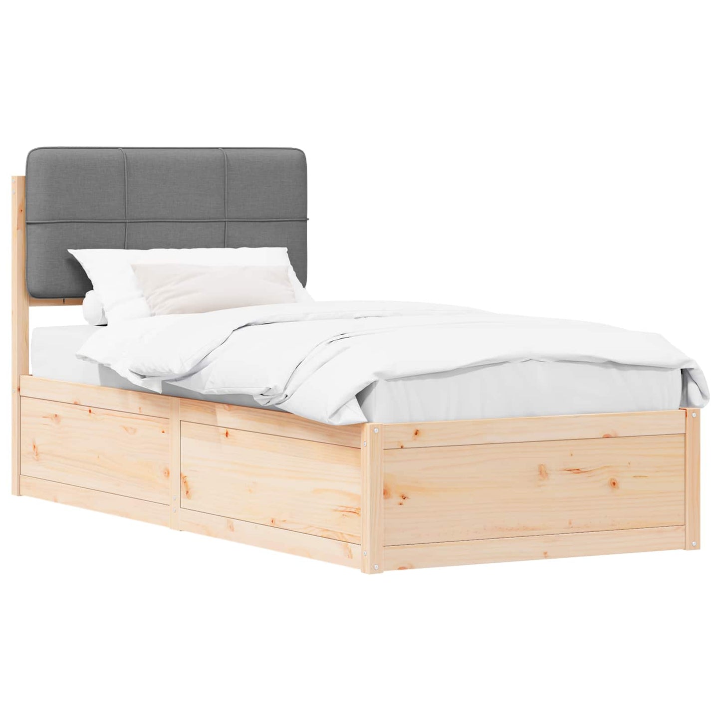 Bedframe met Gevoerd Hoofdgedeelte Lichtgrijs 100 x 200 cm