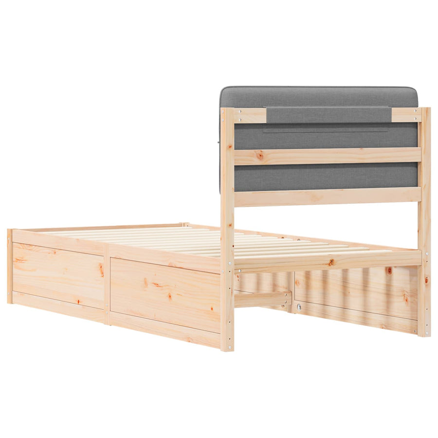 Bedframe met Gevoerd Hoofdgedeelte Lichtgrijs 100 x 200 cm