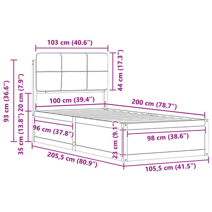 Bedframe met Gevoerd Hoofdgedeelte Zwart 100 x 200 cm