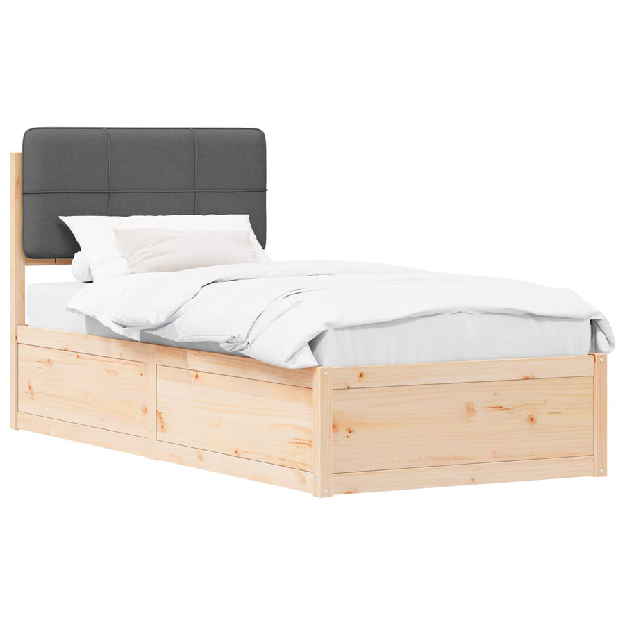 Bedframe met Gevoerd Hoofdgedeelte Donkergrijs 90 x 200 cm