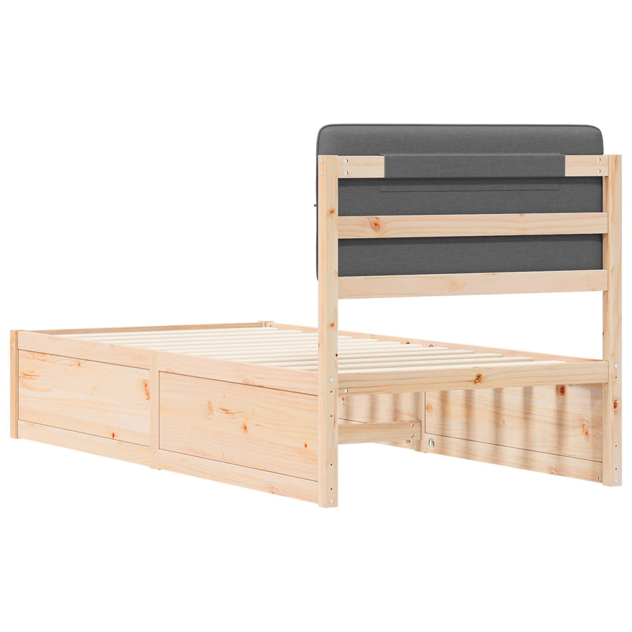 Bedframe met Gevoerd Hoofdgedeelte Donkergrijs 90 x 200 cm