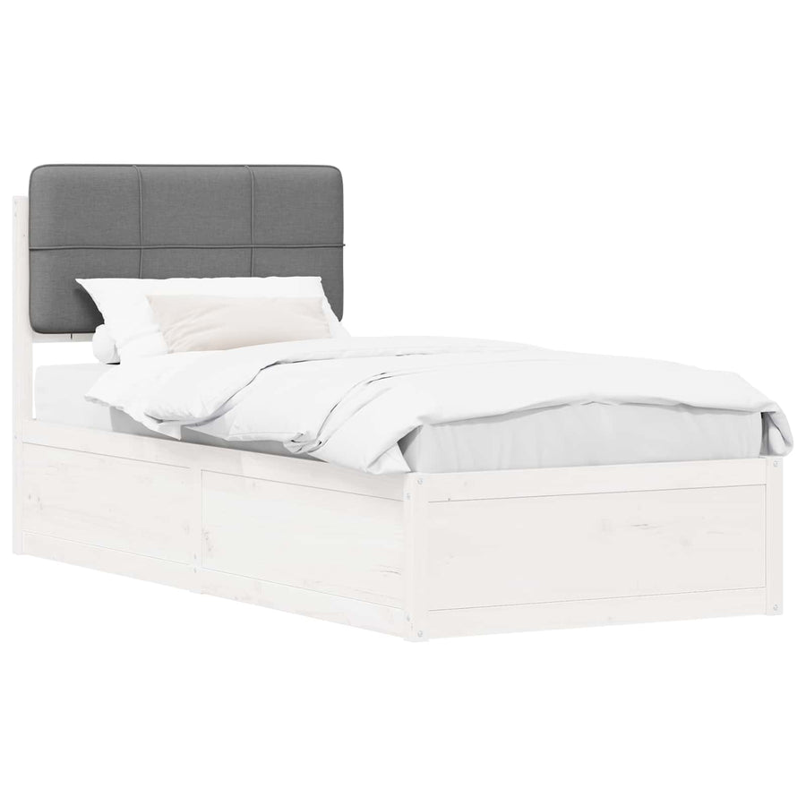 Bedframe met Gevoerd Hoofdgedeelte Lichtgrijs 90 x 200 cm